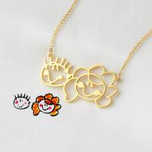 1pc Customized Handpainted Necklace, Artistic Jewelry, Mother's Day Gift, Artistic Gift, Personalized Mom Necklace, Gift For Grandma - Multicolor - View 5