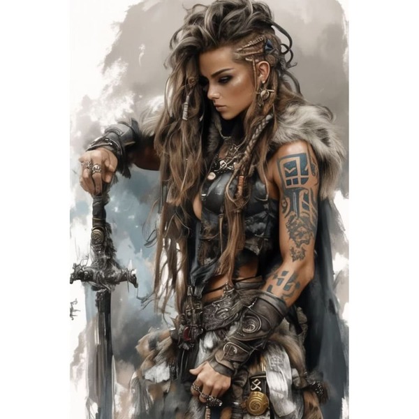 5D DIY Diamond Painting Kit - Female Warrior Mosaic Art - Perfect Home Decor And Wall Art