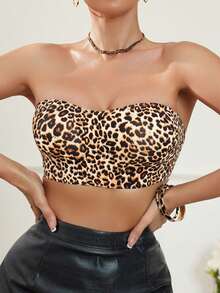 Women's Leopard Print Adhesive Gel Bra Strips, Comfortable Seamless Invisible Backless Bra, Multi-Color - Multicolor - View 5