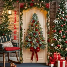 Guirlandas multifuncionais planas 2D para festivais - Faixas de porta de fibra de poliéster brilhante, adequadas para Natal, Halloween, etc. - Fáceis de pendurar, sem necessidade de energia, perfeitas para festas e comemorações, especialmente para o Natal