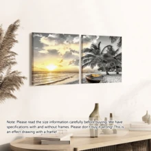 لوحة فنية حائطية حديثة قطعة واحدة، لوحة فنية على قماش بإطار خشبي، لوحة فنية حائطية بإطار خشبي كبير، لوحة فنية لمشهد غروب الشمس على الشاطئ، لوحة فنية لمشهد الساحل الطبيعي والمحيط، مع إطار أو بدون إطار، ديكور غرفة، ديكور منزلي، ديكور شقة طلاب الجامعة، هدايا لديكور الحائط في الفندق، المنزل، هدية مثالية لتدشين المنزل الجديد، غرفة المعيشة، غرفة النوم، الحمام والمكتب