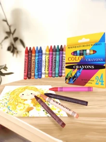 24/12/8/6/Ensemble de crayons de couleur et de pastels à l'huile, fournitures d'art non tachantes, matériel de dessin pour la maternelle - Couleurs vives et sûres pour la peinture créative des enfants, idéal pour l'éducation artistique précoce et les projets d'artisanat manuels des tout-petits. - Multicolore - Voir 6