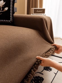 1 件装通用沙发套 - 适用于单人沙发、双人沙发、三人沙发和四人沙发，可机洗，现代家居装饰 - 棕色 - 查看 6