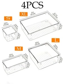 4 Piezas /7 Piezas /8 Piezas /9 Piezas /13 Piezas /25 Piezas/Set de Organizador de Cajón Transparente, Set Libremente Combinable, Organizador de Cajón para Baño, Tocador, Caja de Almacenamiento de Maquillaje, Dormitorio, Utensilios de Cocina y Oficina, Organizador de Mesa Transparente Multifuncional para Mascotas