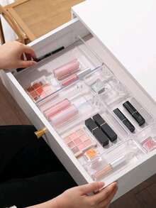 4 Piezas /7 Piezas /8 Piezas /9 Piezas /13 Piezas /25 Piezas/Set de Organizador de Cajón Transparente, Set Libremente Combinable, Organizador de Cajón para Baño, Tocador, Caja de Almacenamiento de Maquillaje, Dormitorio, Utensilios de Cocina y Oficina, Organizador de Mesa Transparente Multifuncional para Mascotas
