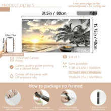 لوحة فنية حائطية حديثة قطعة واحدة، لوحة فنية على قماش بإطار خشبي، لوحة فنية حائطية بإطار خشبي كبير، لوحة فنية لمشهد غروب الشمس على الشاطئ، لوحة فنية لمشهد الساحل الطبيعي والمحيط، مع إطار أو بدون إطار، ديكور غرفة، ديكور منزلي، ديكور شقة طلاب الجامعة، هدايا لديكور الحائط في الفندق، المنزل، هدية مثالية لتدشين المنزل الجديد، غرفة المعيشة، غرفة النوم، الحمام والمكتب