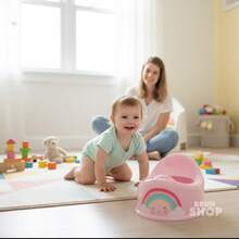 Potty Seat Children's Potty Urinal For Toilet Training Hygienic 900 ML Compact Boy Girl Baby Cute Astronaut Bear Rainbow Training - 藏蓝色 - 查看 8