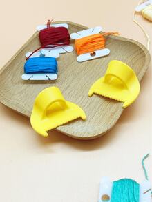 3毫米手工缝边锁边工具缝纫导向器，缝纫针规尺，迷你指尺套装，适用于皮革/布料/工艺缝纫，黄色，1个/5个/10个装 - 黃色 - 查看 4