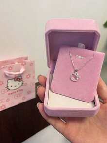 Sanrio 1pc Kitty Necklace Sweet Cute Pendant Collarbone Chain To Send Girlfriends Go Heart Gift Bow,Birthday Gift(No Gift Box)(Random Style)
