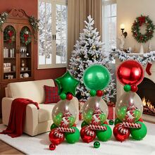 18pcs/Set Christmas Party Decorative Balloons, Fairy Catching Decoration Balloons, 18-Inch Clear Latex Balloons, 18-Inch Star-Shaped And Round Foil Balloons, New Year, Room Decor Supplies - Multicolor - View 4