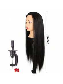 AliLeader 专业美容模特头，带头发和免费夹架，用于编织、剪发和造型练习 - 黑色 - 查看 7