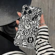 Funda para teléfono con diseño de grafiti negro, esquinas reforzadas y protección anticaídas. Compatible con phone 17, 16, 15, 14, 13, 12, 11 Pro, X y XS. Ideal para regalar a amigos y familiares en Halloween y Acción de Gracias. - transparente - Ver 10