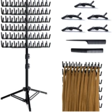 Braiding Hair Rack Standing Hair Extension Holder Hanger, 144 Pegs Hair Divider Rack For Braiding Hair Separator Stand Display Stand - 黑色 - 查看 7