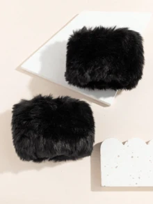 Solid Color Faux Fur Cuffs, Elegant Soft Warm Fuzzy Wrist Warmers, Winter Windproof Decorative Fake Sleeves