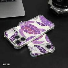 Funda para teléfono con diseño de caracola morada y estrella de mar, protección anticaídas en las cuatro esquinas, compatible con phone 17, 16, 15, 14, 13, 12, 11 Pro, X y XS. Ideal para Halloween y Acción de Gracias. - transparente - Ver 8