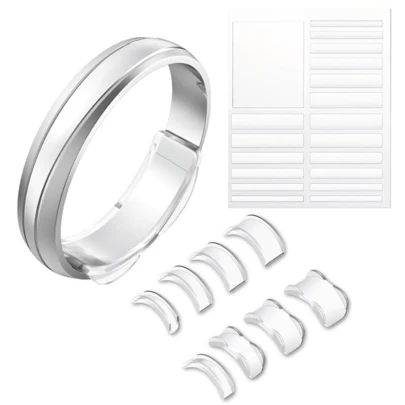KLONKEE 8 pezzi Regolatori di anello con 1 pezzo di cuscinetto regolabile, stili a cuore e regolari, protezione invisibile per anelli, unisex, adatto per anelli da 2-8mm di larghezza