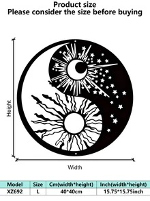 1 Piece Indoor Decor Sun And Moon Metal Wall Art - Mysterious Symbols, Romantic Valentine's Day Or Birthday Gift, Vintage Style, Indoor/Outdoor Hanging, Perfect Room Decor, Suitable For Room Decor.