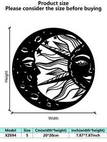 1 Piece Indoor Decor Sun And Moon Metal Wall Art - Mysterious Symbols, Romantic Valentine's Day Or Birthday Gift, Vintage Style, Indoor/Outdoor Hanging, Perfect Room Decor, Suitable For Room Decor.
