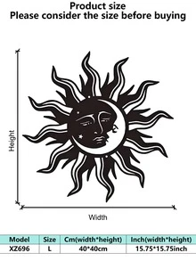 1 Piece Indoor Decor Sun And Moon Metal Wall Art - Mysterious Symbols, Romantic Valentine's Day Or Birthday Gift, Vintage Style, Indoor/Outdoor Hanging, Perfect Room Decor, Suitable For Room Decor.