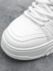 Zapatos Deportivos De Que Aumentan La Altura. Zapatillas deportivas casuales negras versátiles para jóvenes con plataforma gruesa y suela elevadora, calcetines deportivos con estampado de letras de moda,  antideslizantes, duraderos, modernos y resistentes, punta redonda, con cordones, suelas deportivas gruesas,Zapatos Casuales de Suela Gruesa Para Hombre.zapatos con punta redonda y cordones, zapatos deportivos para hombres,suelas deportivas gruesas a la moda Zapatos deportivos de color sólido para hombre, suelas redondas antideslizantes, adecuados para actividades al aire libre, caminar, citas y uso diario. - Blanco - Ver 11