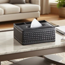 1pc PU Material Multi Functional Tissue Box, Paper Drawer Can Be Placed In The Living Room, Coffee Table, Remote Control Storage Box, Household Napkin Drawer,Home Stuff,Table,Home Decorations,Home Organization And Storage,Room Decor,Room Decor Bedroom,Kitchen Accessories,Kitchen Tools,Organiser Kitchen,Travel,Holiday,Tissue Box Holder,Napkin Holder,Festival Family Gathering,Kitchen Dining Table DecorFor Home Kitchen Bedroom Living Room Dining Room, Home Decoration Accessories, Decorative Box,Women Wedding Gift,Summer Travel Holiday Festival Must-Have - Black Braid - View 6