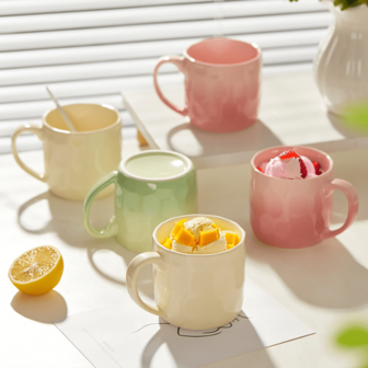 1pc Large Capacity Ombre Ceramic Mug, High-Quality Couple Breakfast Cup, Office Coffee Cup, Suitable For Home Use