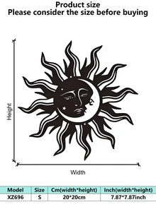 1 Piece Indoor Decor Sun And Moon Metal Wall Art - Mysterious Symbols, Romantic Valentine's Day Or Birthday Gift, Vintage Style, Indoor/Outdoor Hanging, Perfect Room Decor, Suitable For Room Decor.