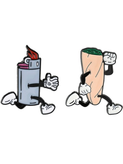 Yanxyad 1/2 Pcs Lapel Pin, And Lighter Pin Set, Funny Gift For Lover 420 , Cannabis Brooches, Smoker Badge Brooch, Smoking Jewelry Accessories