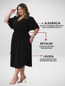 Plus Size Dresses - Black - View 2