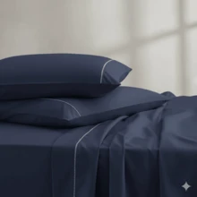 400 Thread Count Bedding Set With Elastic Band, Hotel Standard, All Sizes - Navy Blue - View 2