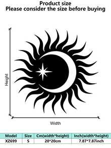 1 Piece Indoor Decor Sun And Moon Metal Wall Art - Mysterious Symbols, Romantic Valentine's Day Or Birthday Gift, Vintage Style, Indoor/Outdoor Hanging, Perfect Room Decor, Suitable For Room Decor.