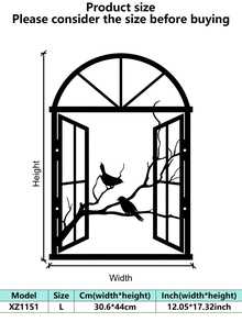 1 peça de escultura de pássaro em metal Art Déco para janela, pintura de parede em ferro, adequada para sala de estar, terraço, varanda - decoração de cerca de jardim interna/externa, pintura de parede, decoração externa