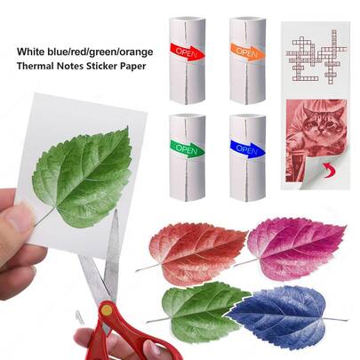 自粘彩色照片贴纸 - 蓝色、橙色、红色、绿色釉面 | 光滑表面，适用于即时打印相机、迷你和标签打印机 | 高品质耐用纸张，可打印出鲜艳的图案、鲜艳的色彩、优质打印、家庭打印、鲜艳的色彩、光滑的纹理、办公室使用、即时相机打印补充纸 - 照片打印机热敏纸卷即时打印相机补充纸