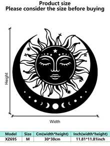 1 Piece Indoor Decor Sun And Moon Metal Wall Art - Mysterious Symbols, Romantic Valentine's Day Or Birthday Gift, Vintage Style, Indoor/Outdoor Hanging, Perfect Room Decor, Suitable For Room Decor.