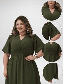 Plus Size Dresses - Army Green - View 4