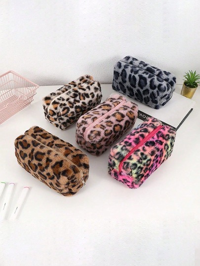 Korean-Style Leopard Print Large Capacity Pencil Case & Pouch Back To School,Back To School,School Supplies,Pencil Pouch