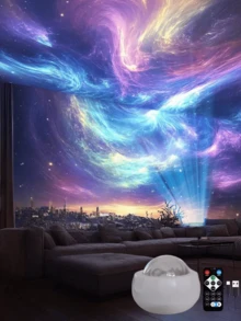 1PC USB Power LED Aurora Borealis Projector With Remote Control - Provides Vibrant Aurora Borealis Lighting For Bedroom, Living Room And Party Decoration, Black Spherical Design, Creates Stunning Indoor Aurora Effects, Night Light Projector - Multicolor - View 5