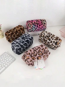 Piórnik i etui o dużej pojemności w stylu koreańskim z nadrukiem w panterkę, powrót do szkoły, artykuły szkolne, piórnik