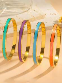 O brățară de damă din oțel inoxidabil placată cu aur de 18K, minimalistă și elegantă, cu picături, poate fi purtată singură sau în perechi, nu se decolorează, potrivită pentru purtare zilnică, sărbători și petreceri, fiind bijuteria perfectă pentru cadou.