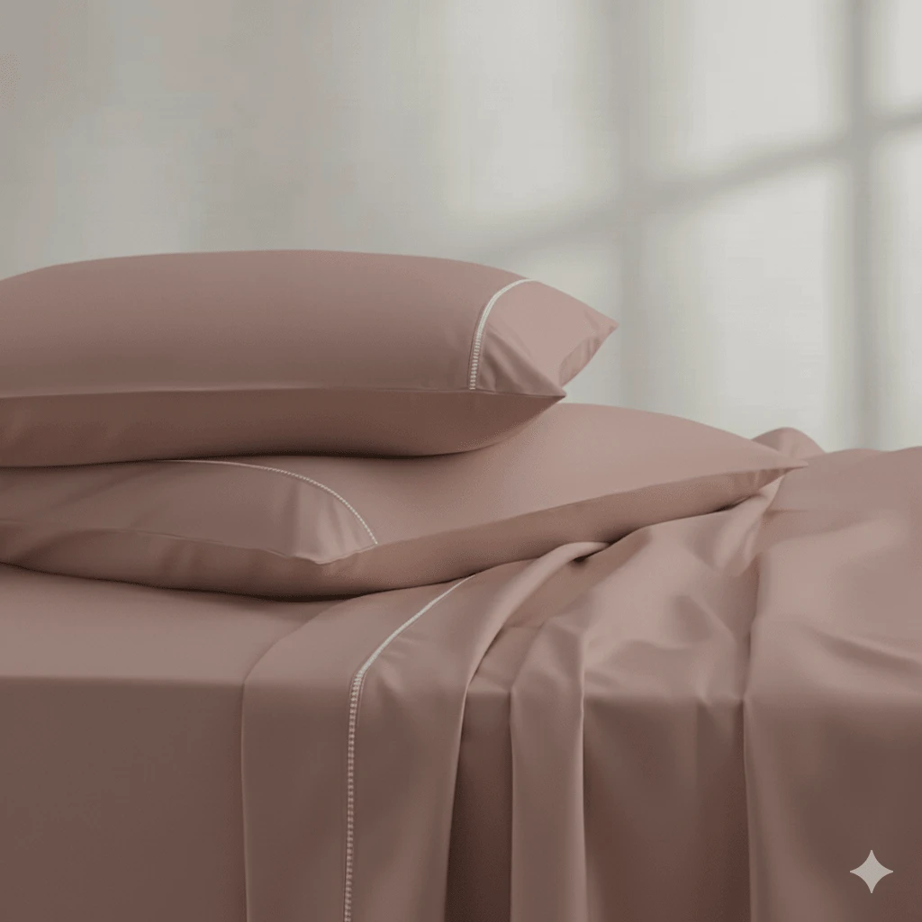 400 Thread Count Bedding Set With Elastic Band, Hotel Standard, All Sizes - Rusty Rose - View 1
