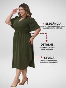 Plus Size Dresses - Army Green - View 2