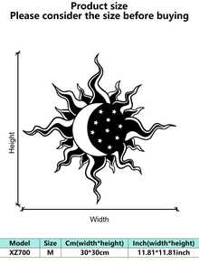 1 Piece Indoor Decor Sun And Moon Metal Wall Art - Mysterious Symbols, Romantic Valentine's Day Or Birthday Gift, Vintage Style, Indoor/Outdoor Hanging, Perfect Room Decor, Suitable For Room Decor.