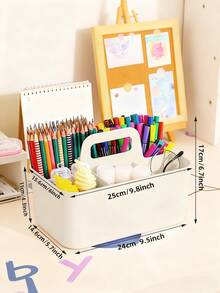 1pc Multi-Functional Storage Solutions For Desktop: Handle-Equipped Storage Basket, Portable Easy-Tidy Pencil Stationery Box, 3-Grid/5-Grid Desktop Organizer & Desktop Stationery Case With Accessories