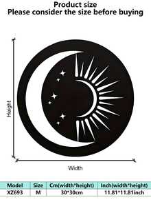 1 Piece Indoor Decor Sun And Moon Metal Wall Art - Mysterious Symbols, Romantic Valentine's Day Or Birthday Gift, Vintage Style, Indoor/Outdoor Hanging, Perfect Room Decor, Suitable For Room Decor.