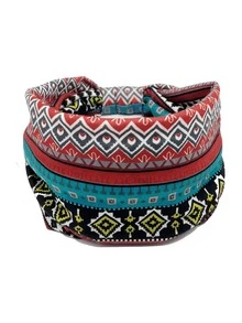 4条装复古佩斯利花纹发带，女士彩色头巾，运动吸汗带，瑜伽发饰，波西米亚风女士围巾，女士发带 - 格紋 - 查看 8