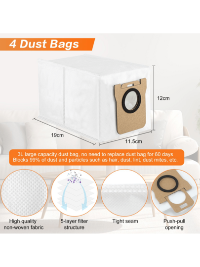 18 Piece Xiao Mi Robot Stofzuiger X20+ X20 Plus Accessories Replacement Parts: Dust Bag, Mop Pad, Main Brush/Side Brush, HEPA Filter. view 7