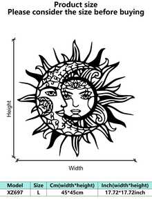 1 Piece Indoor Decor Sun And Moon Metal Wall Art - Mysterious Symbols, Romantic Valentine's Day Or Birthday Gift, Vintage Style, Indoor/Outdoor Hanging, Perfect Room Decor, Suitable For Room Decor.
