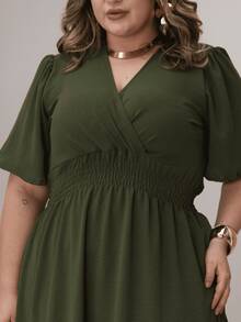 Plus Size Dresses - Army Green - View 3