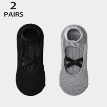 4 双女士防滑瑜伽袜 - 专业抓地力，适合跑步、健身、普拉提、芭蕾和自由体操 - 多种颜色（黑色、粉色、灰色） - 带足弓支撑和脚踝垫 - 送给舞者和健身爱好者的理想礼物，训练必备 - 耐用材质 - 彩色 - 查看 16