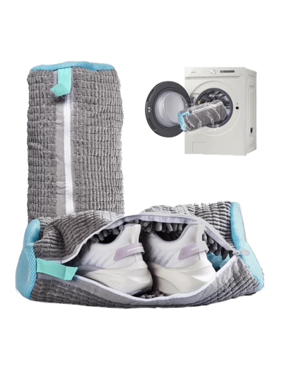 Shoe Washing Machine Bag – 2PCS Reusable Laundry Shoe Bag For Washer & Dryer – Zipper Plush Sneaker Cleaning Bag For Shoes, Gym, Tennis, Boots & Delicate Footwear